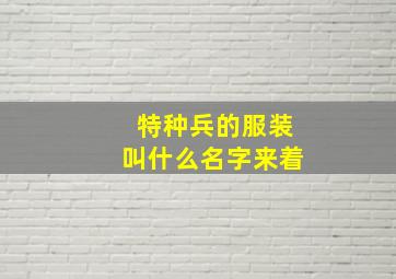 特种兵的服装叫什么名字来着