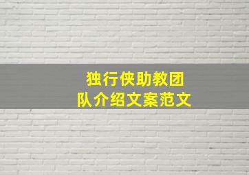 独行侠助教团队介绍文案范文