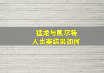 猛龙与凯尔特人比赛结果如何