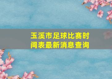 玉溪市足球比赛时间表最新消息查询