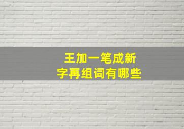 王加一笔成新字再组词有哪些