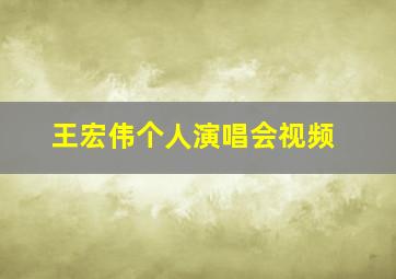 王宏伟个人演唱会视频