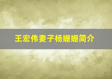 王宏伟妻子杨姗姗简介