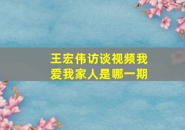 王宏伟访谈视频我爱我家人是哪一期