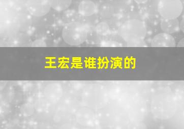 王宏是谁扮演的