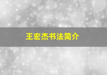 王宏杰书法简介