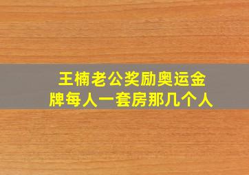 王楠老公奖励奥运金牌每人一套房那几个人