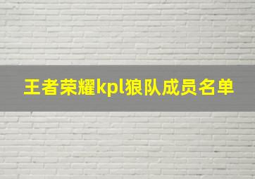 王者荣耀kpl狼队成员名单