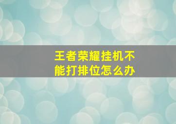 王者荣耀挂机不能打排位怎么办