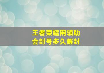 王者荣耀用辅助会封号多久解封