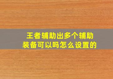 王者辅助出多个辅助装备可以吗怎么设置的