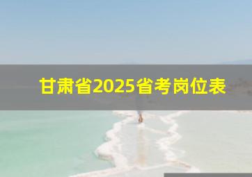 甘肃省2025省考岗位表