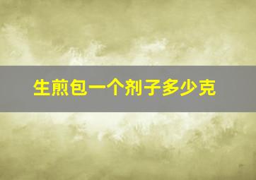 生煎包一个剂子多少克