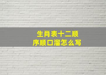 生肖表十二顺序顺口溜怎么写