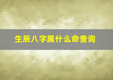 生辰八字属什么命查询