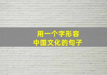 用一个字形容中国文化的句子