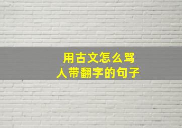 用古文怎么骂人带翻字的句子