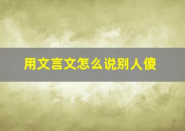 用文言文怎么说别人傻