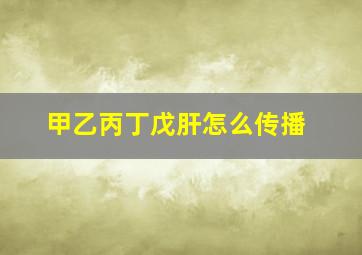 甲乙丙丁戊肝怎么传播