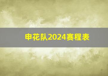 申花队2024赛程表