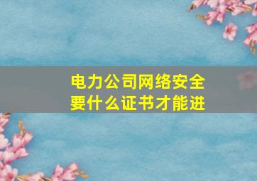 电力公司网络安全要什么证书才能进