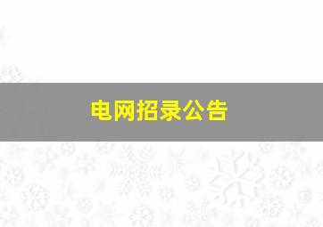 电网招录公告