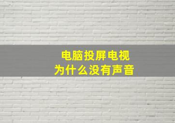 电脑投屏电视为什么没有声音