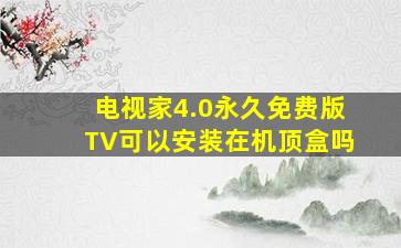 电视家4.0永久免费版TV可以安装在机顶盒吗