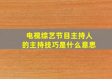 电视综艺节目主持人的主持技巧是什么意思