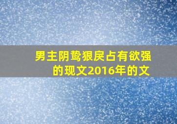 男主阴鸷狠戾占有欲强的现文2016年的文