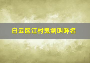 白云区江村鬼剑叫咩名