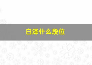 白泽什么段位