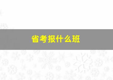 省考报什么班