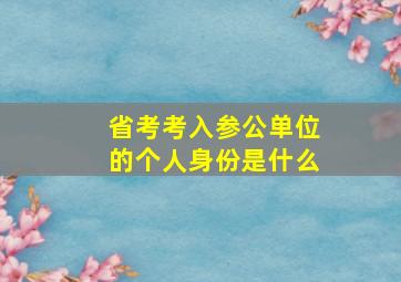 省考考入参公单位的个人身份是什么