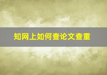 知网上如何查论文查重