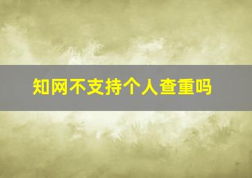 知网不支持个人查重吗