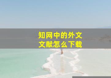 知网中的外文文献怎么下载