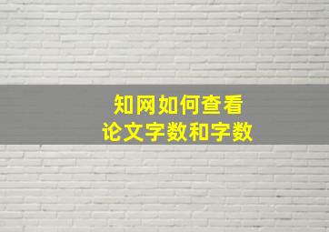 知网如何查看论文字数和字数