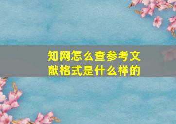 知网怎么查参考文献格式是什么样的