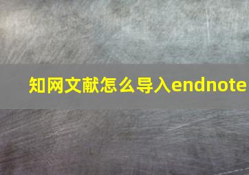 知网文献怎么导入endnote