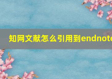 知网文献怎么引用到endnote