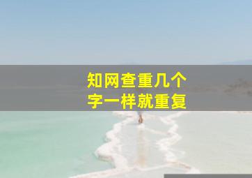 知网查重几个字一样就重复