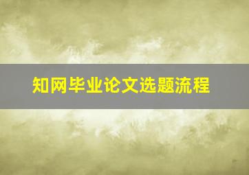 知网毕业论文选题流程