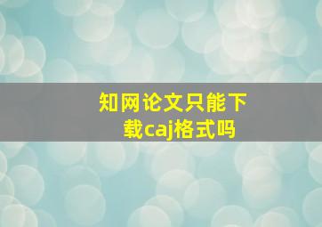 知网论文只能下载caj格式吗