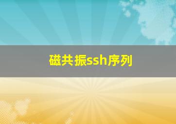 磁共振ssh序列