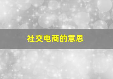 社交电商的意思