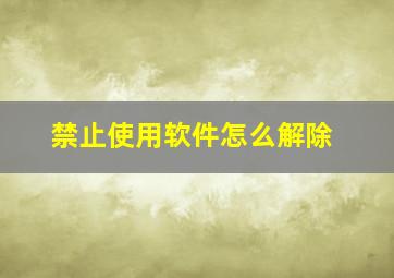 禁止使用软件怎么解除