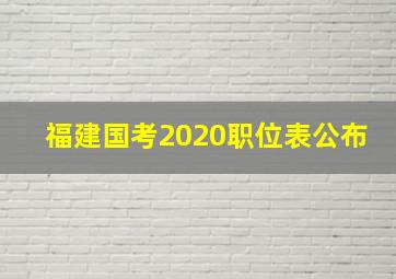 福建国考2020职位表公布