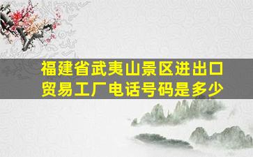 福建省武夷山景区进出口贸易工厂电话号码是多少