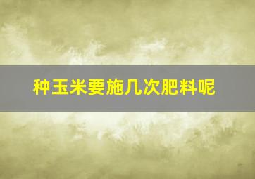 种玉米要施几次肥料呢